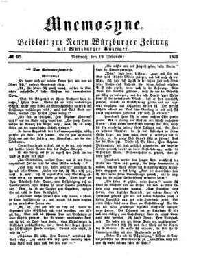 Mnemosyne (Neue Würzburger Zeitung) Mittwoch 19. November 1873