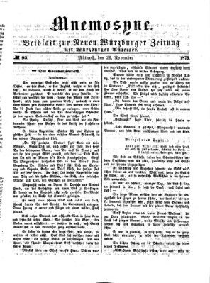 Mnemosyne (Neue Würzburger Zeitung) Mittwoch 26. November 1873