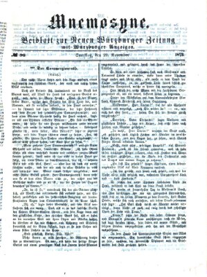 Mnemosyne (Neue Würzburger Zeitung) Samstag 29. November 1873