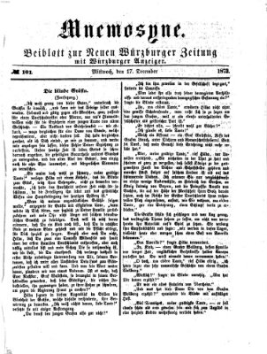 Mnemosyne (Neue Würzburger Zeitung) Mittwoch 17. Dezember 1873