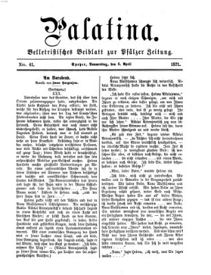 Palatina (Pfälzer Zeitung) Donnerstag 6. April 1871