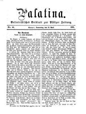 Palatina (Pfälzer Zeitung) Donnerstag 13. April 1871