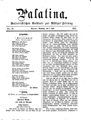 Palatina (Pfälzer Zeitung) Samstag 1. Juli 1871