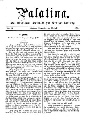 Palatina (Pfälzer Zeitung) Donnerstag 20. Juli 1871