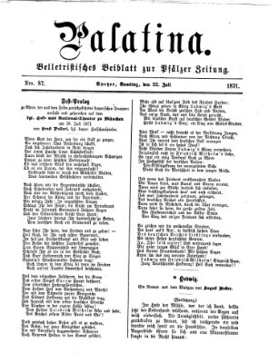 Palatina (Pfälzer Zeitung) Samstag 22. Juli 1871