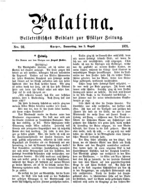 Palatina (Pfälzer Zeitung) Donnerstag 3. August 1871