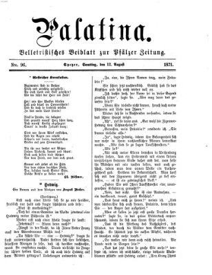 Palatina (Pfälzer Zeitung) Samstag 12. August 1871