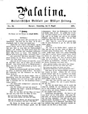 Palatina (Pfälzer Zeitung) Donnerstag 17. August 1871