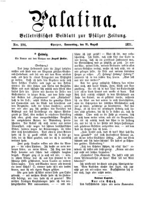 Palatina (Pfälzer Zeitung) Donnerstag 31. August 1871