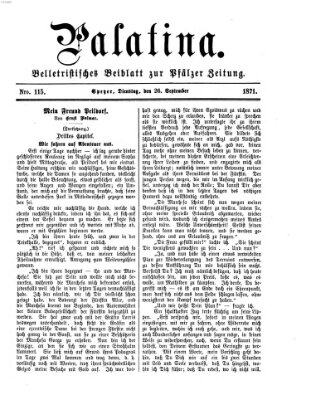 Palatina (Pfälzer Zeitung) Dienstag 26. September 1871