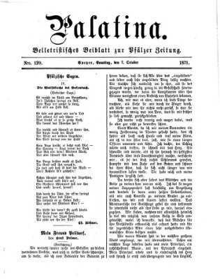 Palatina (Pfälzer Zeitung) Samstag 7. Oktober 1871