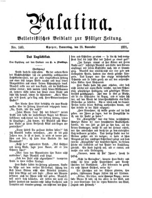 Palatina (Pfälzer Zeitung) Donnerstag 23. November 1871