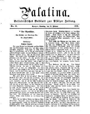 Palatina (Pfälzer Zeitung) Samstag 10. Februar 1872