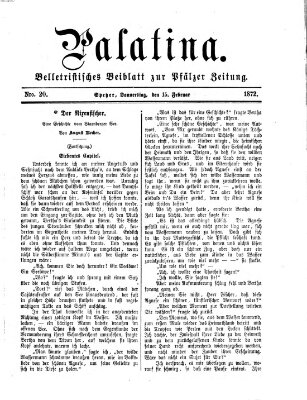 Palatina (Pfälzer Zeitung) Donnerstag 15. Februar 1872