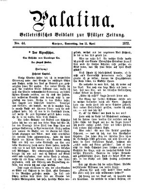 Palatina (Pfälzer Zeitung) Donnerstag 11. April 1872