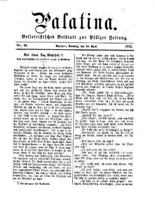 Palatina (Pfälzer Zeitung) Samstag 20. April 1872