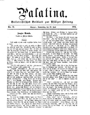 Palatina (Pfälzer Zeitung) Donnerstag 20. Juni 1872