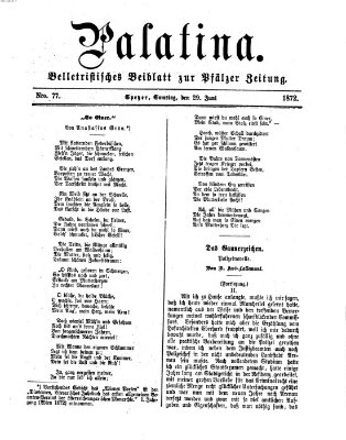 Palatina (Pfälzer Zeitung) Samstag 29. Juni 1872