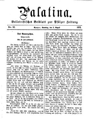 Palatina (Pfälzer Zeitung) Samstag 3. August 1872