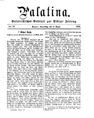 Palatina (Pfälzer Zeitung) Donnerstag 15. August 1872