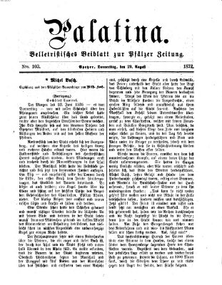 Palatina (Pfälzer Zeitung) Donnerstag 29. August 1872