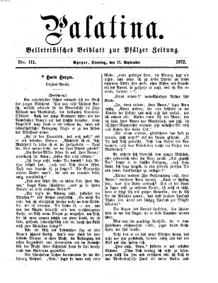 Palatina (Pfälzer Zeitung) Dienstag 17. September 1872