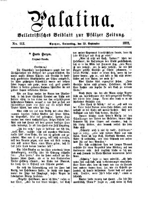 Palatina (Pfälzer Zeitung) Donnerstag 19. September 1872