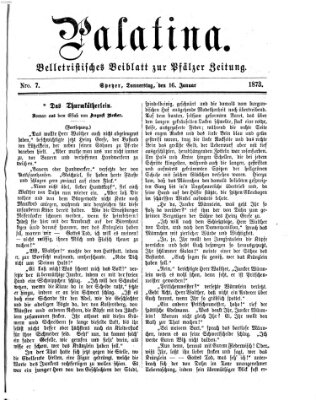 Palatina (Pfälzer Zeitung) Donnerstag 16. Januar 1873