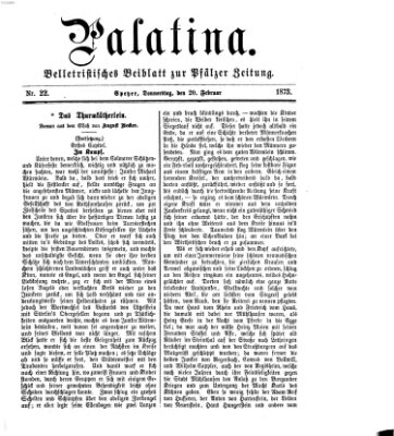 Palatina (Pfälzer Zeitung) Donnerstag 20. Februar 1873