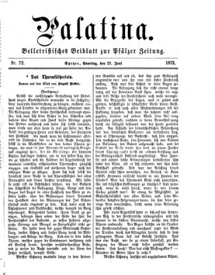 Palatina (Pfälzer Zeitung) Samstag 21. Juni 1873