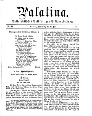 Palatina (Pfälzer Zeitung) Donnerstag 17. Juli 1873