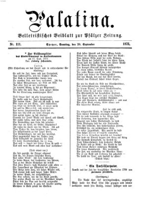 Palatina (Pfälzer Zeitung) Samstag 20. September 1873