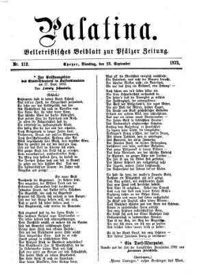 Palatina (Pfälzer Zeitung) Dienstag 23. September 1873