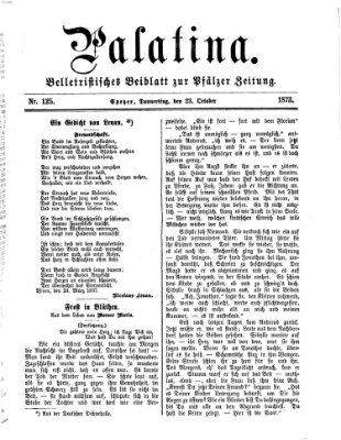 Palatina (Pfälzer Zeitung) Donnerstag 23. Oktober 1873