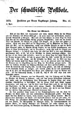 Der schwäbische Postbote (Neue Augsburger Zeitung) Mittwoch 3. April 1872