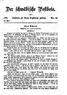 Der schwäbische Postbote (Neue Augsburger Zeitung) Sonntag 21. April 1872