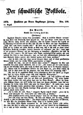 Der schwäbische Postbote (Neue Augsburger Zeitung) Mittwoch 21. August 1872