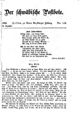 Der schwäbische Postbote (Neue Augsburger Zeitung) Sonntag 29. Dezember 1872