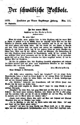 Der schwäbische Postbote (Neue Augsburger Zeitung) Samstag 20. September 1873