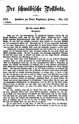 Der schwäbische Postbote (Neue Augsburger Zeitung) Mittwoch 1. Oktober 1873