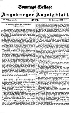 Augsburger Anzeigeblatt. Sonntags-Beilage zum Augsburger Anzeigblatt (Augsburger Anzeigeblatt) Sonntag 26. Februar 1871