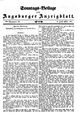 Augsburger Anzeigeblatt. Sonntags-Beilage zum Augsburger Anzeigblatt (Augsburger Anzeigeblatt) Sonntag 9. Juli 1871