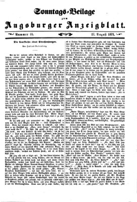 Augsburger Anzeigeblatt. Sonntags-Beilage zum Augsburger Anzeigblatt (Augsburger Anzeigeblatt) Sonntag 27. August 1871