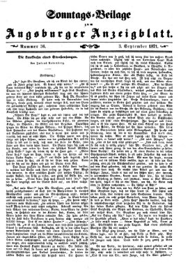 Augsburger Anzeigeblatt. Sonntags-Beilage zum Augsburger Anzeigblatt (Augsburger Anzeigeblatt) Sonntag 3. September 1871