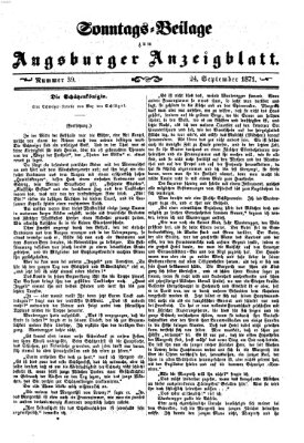 Augsburger Anzeigeblatt. Sonntags-Beilage zum Augsburger Anzeigblatt (Augsburger Anzeigeblatt) Sonntag 24. September 1871