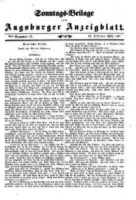 Augsburger Anzeigeblatt. Sonntags-Beilage zum Augsburger Anzeigblatt (Augsburger Anzeigeblatt) Sonntag 22. Oktober 1871