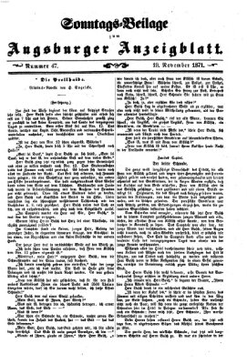 Augsburger Anzeigeblatt. Sonntags-Beilage zum Augsburger Anzeigblatt (Augsburger Anzeigeblatt) Sonntag 19. November 1871