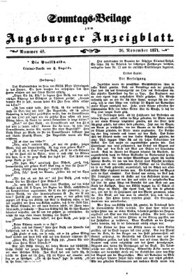 Augsburger Anzeigeblatt. Sonntags-Beilage zum Augsburger Anzeigblatt (Augsburger Anzeigeblatt) Sonntag 26. November 1871