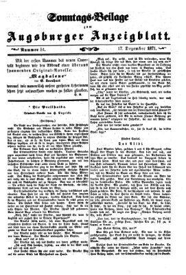 Augsburger Anzeigeblatt. Sonntags-Beilage zum Augsburger Anzeigblatt (Augsburger Anzeigeblatt) Sonntag 17. Dezember 1871