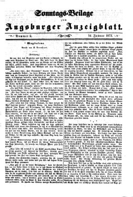 Augsburger Anzeigeblatt. Sonntags-Beilage zum Augsburger Anzeigblatt (Augsburger Anzeigeblatt) Sonntag 14. Januar 1872